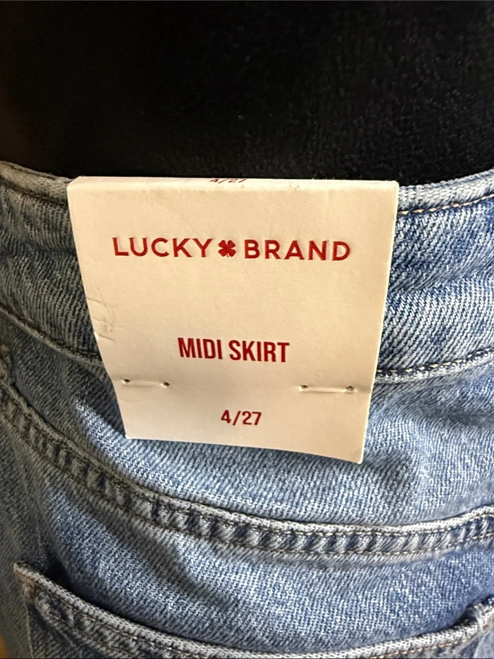 Lucky Brand Light Blue Denim Jeans with Tan Leather Logo Patch